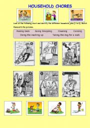 English Worksheet: HOUSEHOLD CHORES