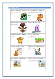 English Worksheet: Conversation cards 3/4 -Having pets-
