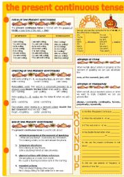 English Worksheet: THE PRESENT CONTINUOUS TENSE