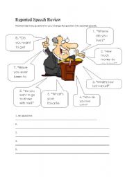 English Worksheet: Reported Speech Review