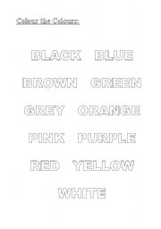 English Worksheet: Colour the Colours