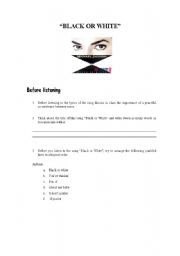 English Worksheet: Michael Jackson, Black or White