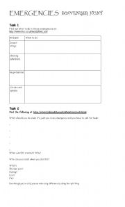 English Worksheet: Emergencies Internet Scavenger Hunt