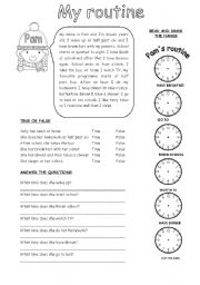 English Worksheet: MY ROUTINE (1)