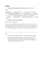 English worksheet: Articles - practice - matura podstawowa - writing - practice