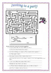 English Worksheet: Inviting to a party