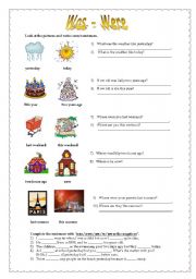 English Worksheet: was - were