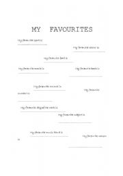 English worksheet: My favourites!