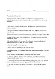 English worksheet: Punctuation Exercise