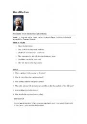 English worksheet: man of the year movie worksheet