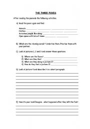 English Worksheet: Activities to work after reading the poem The three foxes