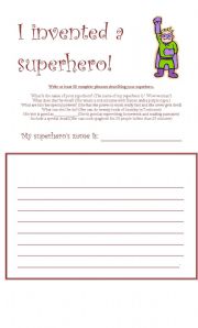 English Worksheet: I invented a superhero!