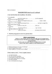 English Worksheet: Second Conditional