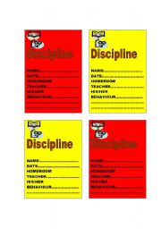English Worksheet: RED AND YELLOW CARDS FOR DISCIPLINE