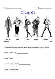 English worksheet: Order