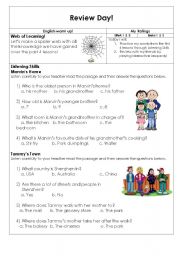 English worksheet: review day 