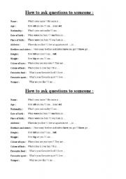 English worksheet: How to ask questions to someone