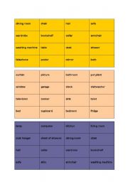 English Worksheet: Rooms - Furniture - Bingo