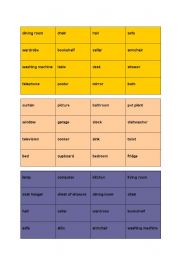 English worksheet: Rooms - Furniture - Bingo