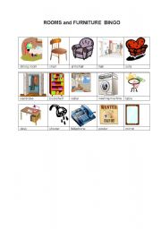 English worksheet: Rooms Bingo (part1)