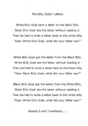 English worksheet: The Billy Goats Letters