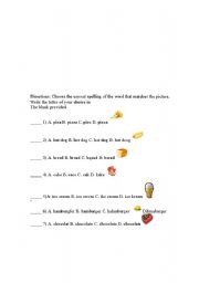 English worksheet: food