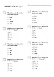 English worksheet: Abbreviations Test