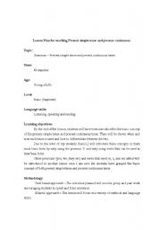 English worksheet: Lesson Plan - Present simple and present continuous