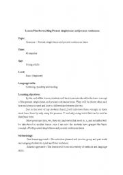 English Worksheet: Lesson Plan - Present simple and present continuous