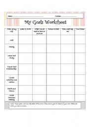 English Worksheet: my goal worksheet