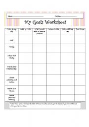 my goal worksheet