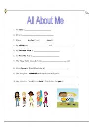 English Worksheet: All About Me 