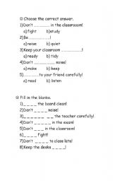 English Worksheet: classroom rules / school rules