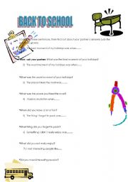 English worksheet: Back to school (questions and answers)