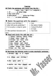 English worksheet: simple drills 