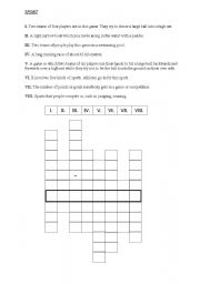 English Worksheet: Crossword (SPORTS)