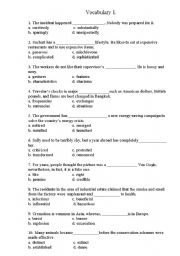 English Worksheet: Vocabulary  Test