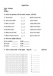 English worksheet: an exam