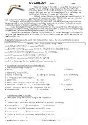 English Worksheet: reading comprehension