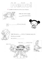 English Worksheet: Greetings - for little ones :)