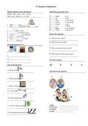 English Worksheet:  numbers,family tree.... 