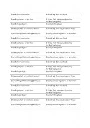 English Worksheet: Base and Strong Adjectives Game