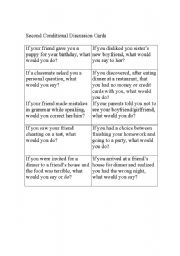 English Worksheet: Second Conditional Discussion Cards