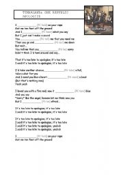 English Worksheet: Apologize Song for Present Simple and Continuous