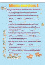English Worksheet: idioms exercises part 4