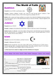 English Worksheet: The World of Faith with exercise