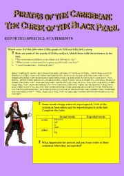 English Worksheet: PIRATES OF THE CARIBBEAN: THE CURSE OF THE BLACK PEARL - Reported Speech 2