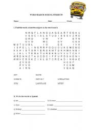English worksheet: Workshop about schoo subjects