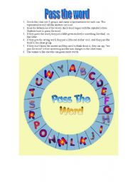 English Worksheet: PASS THE WORD (PASAPALABRA)