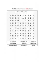Days of the week word search